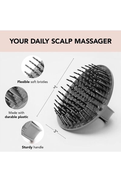 Kitsch Hair Growth Massager - Shampoo Brush & Scalp Exfoliator for Dandruff | All Hair Types (Gray)