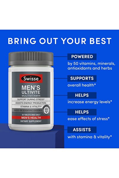 swisse Multivitamin for Men | 50 Tablets with Antioxidants, Minerals, Adaptogens | Energy & Immune Support