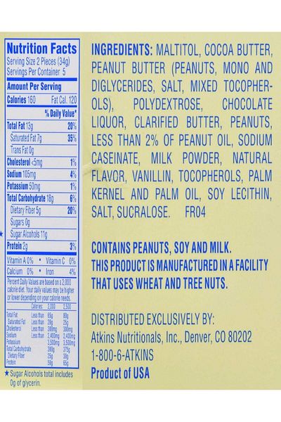 Cale Atkinson Endulge Treats, Peanut Butter Cups, 0g Sugar, 2g Net Carbs, 6-Ounce, 5 Count