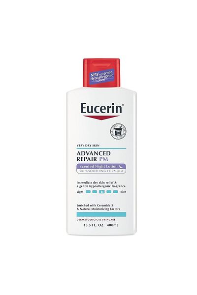 Eucerin Advanced Repair Scented Night Lotion, 48H Moisturizing for Dry Skin, Hypoallergenic, 13.5 Fl Oz