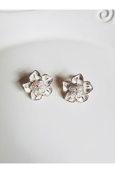DEVİ fashion Floral Pattern Pearl Earrings