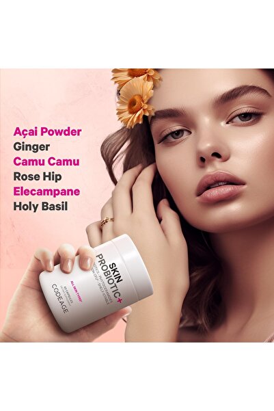 Codeage Skin Probiotics + Prebiotics - 50B CFU - Ayurvedic Herbs - Vegan - 60 Capsules