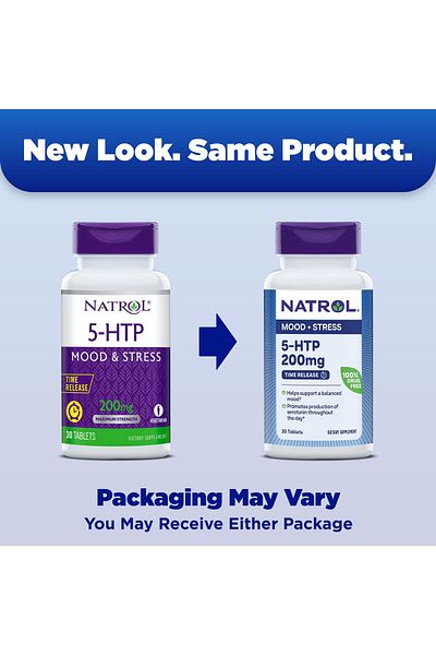 Natrol أقراص 5-HTP 200 مجم ذات الإطلاق التدريجي لعلاج المزاج والتوتر، 30 قرصًا، إمداد لمدة 30 يومًا