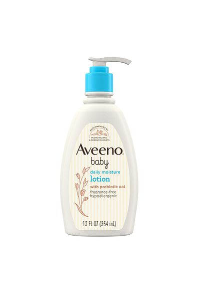 AVEENO Baby Moisture Body Lotion for Sensitive Skin, Hypoallergenic with Oatmeal, Fragrance-Free, 12 fl. oz