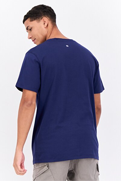 French Connection Men Crew Neck Short Sleeve Printed T-Shirts, Navy Blue