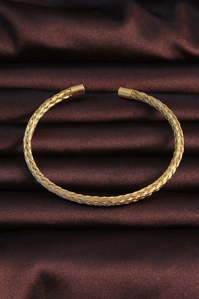 Lisinya 316L Steel Gold Color Fine Flat Weave Model Men's Bracelet - Lisinya