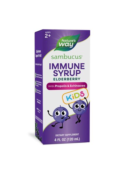 Nature's Way Elderberry Immune Syrup for Kids 2+, Echinacea & Propolis, Berry Flavor, 4 Fl Oz