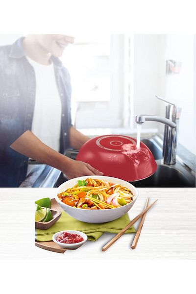 TEFAL Wok Pan 28 cm | Easy Clean | Aluminium | Non stick coating | Thermo signal heat indicator | B5721953