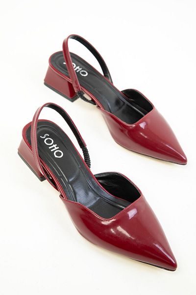 SOHO Klassische Damenschuhe mit Absatz aus bordeauxrotem Lackleder 20318
