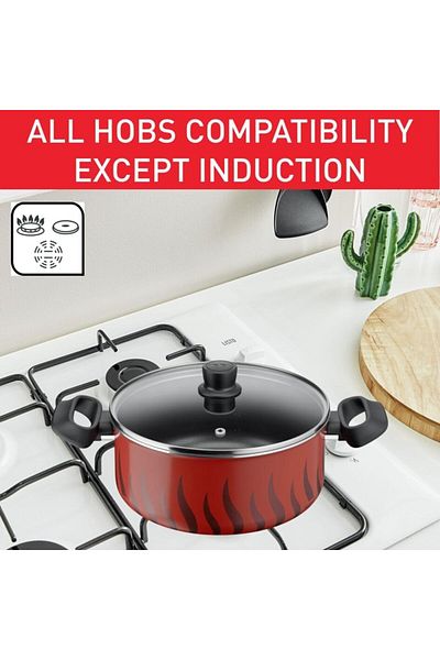 TEFAL Stewpot 30 cm | Tempo Flamme Cookware | 10 liters | Aluminium | Safe non stick coating | C3045485