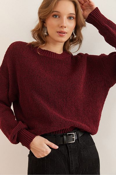 Olalook Claret Red Knitwear Seasonal Sweater - Crew Neck Kzk- 19000969