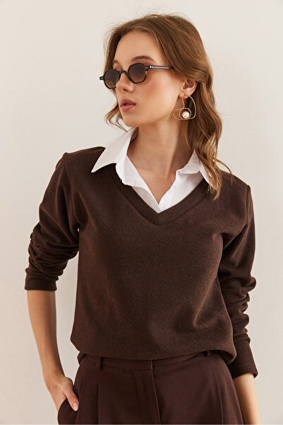 Olalook Μπλούζα Bitter Brown Thessaloniki - Λεπτομέρεια γιακά πουκαμίσου, BLZ- 19002777