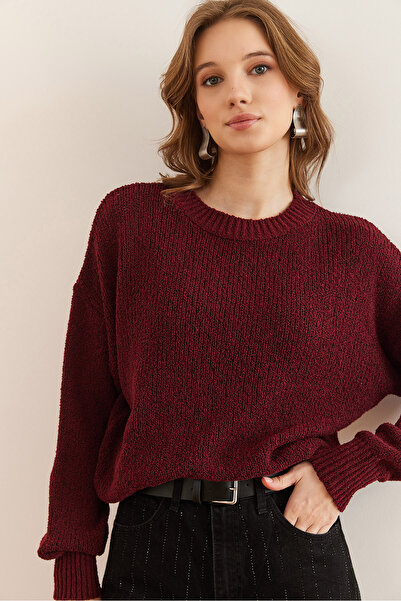 Olalook Claret Red Knitwear Seasonal Sweater - Crew Neck Kzk- 19000969