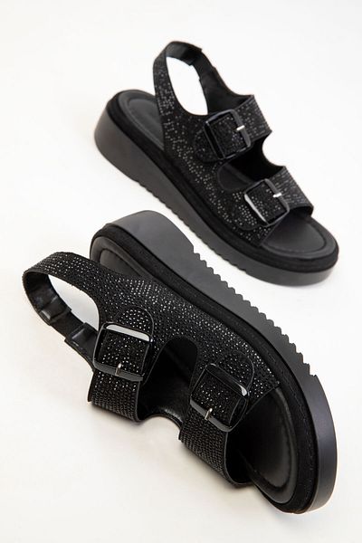 SOHO Women's Black Suede Sandals 20358