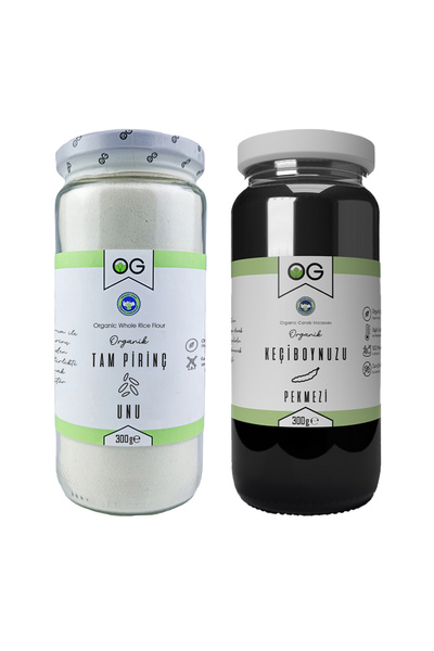 OG natural Organik Tam Pirinç Unu ve Organik Keçiboynuzu Pekmezi Seti