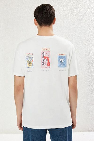 Trendyol Collection Oversize εκρού βαμβακερό μπλουζάκι - TMNSS25TS00108