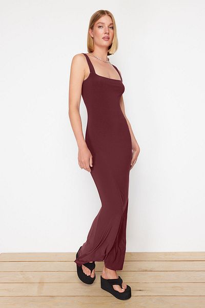 Trendyol Collection Rochie creion maxi tricotată flexibilă, cu bretele groase, montată pe corp TWOSS24EL00137