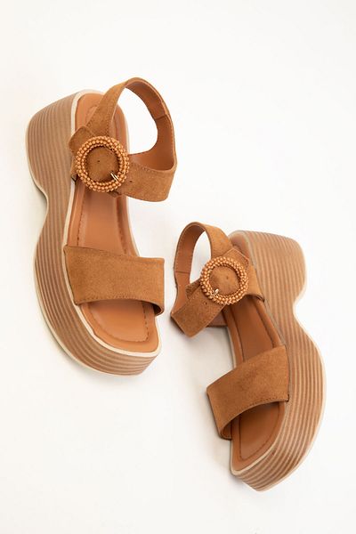SOHO Dámské sandály Tan Suede 20328