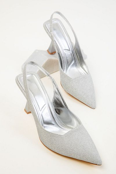 SOHO Silberne klassische Damenschuhe mit Absatz 20268