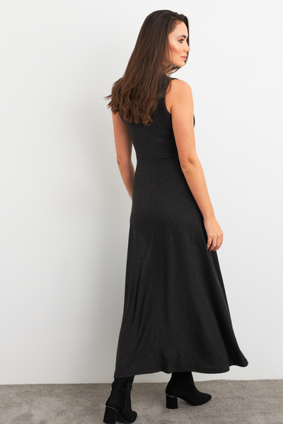 Cool & Modest Γυναικείο Ανθρακί Basic Midi Φόρεμα MEY3019