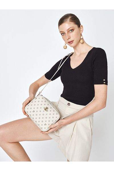 Pierre Cardin Vanilla Monogram Women's Shoulder Bag 05Po25Y1882