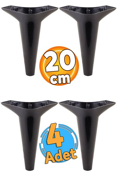 Badem10 Canapea neagra de lux Aspen - Unitate TV 20 Cm si picioare console 4 bucati