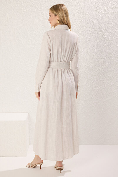 Trendyol Modest Μπεζ Πλεκτό Πουκάμισο Φόρεμα TCTSS25EB00068