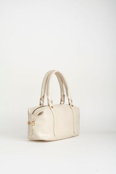 Vivaq Women's Cream Design Broken Shiny Leather Lined Zipper Closure Hand Arm and Shoulder Bag