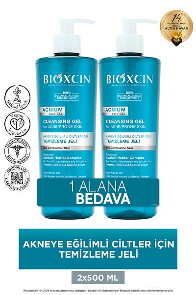 Bioxcin Acnium Sebum Balancing Face Wash Gel 2 x 500 ML