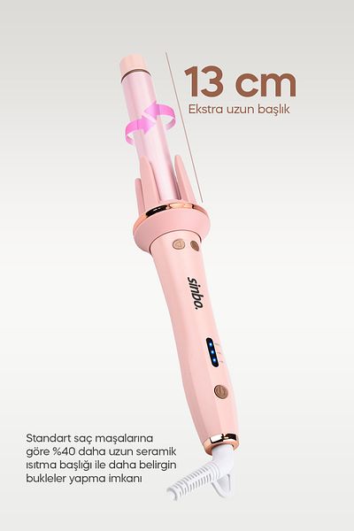 Sinbo 25mm Extra Long Head Professional Automatic Hair Curling Iron - Shd-1709
