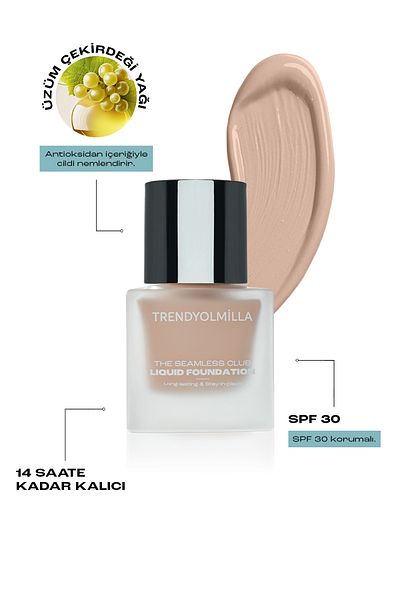 Trendyolmilla Beauty Feuchtigkeitsspendende Satin-Finish durch Traubenkernöl SPF 35 Liquid Foundation 401 TKZAW25FN00000