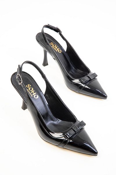 SOHO Black Patent Leather Women's Classic Heeled Shoes 20367