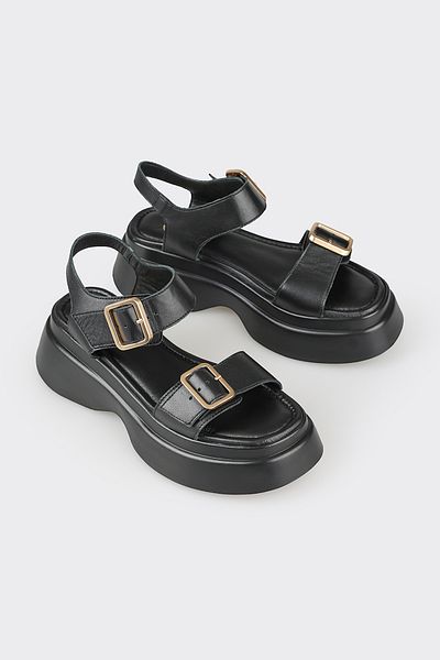 Elle Shoes Black Flat Heeled Women's Sandals 24Yli001-8M-355