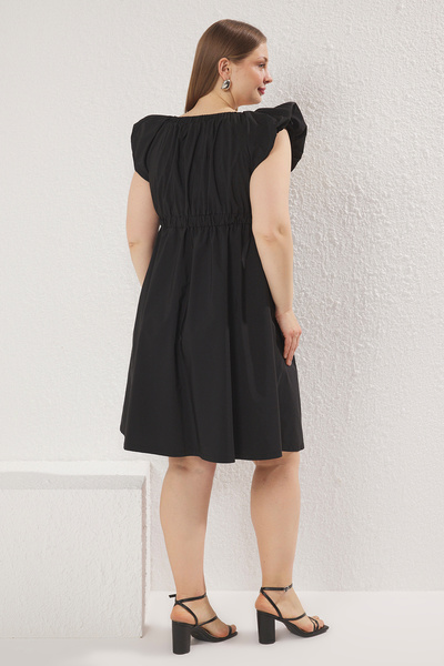 Trendyol Curve Black Terrycotton Woven Plus Size Dress