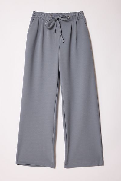 Edit by Trendyol Gray Straigth/Straight Cut Knitted Trousers with Belt Tedss25Pl00003