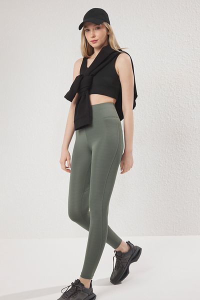 Trendyol Collection Спеціалізовані спортивні лосини Orme повної довжини з пуш-апом хакі TWOAW21TA0030