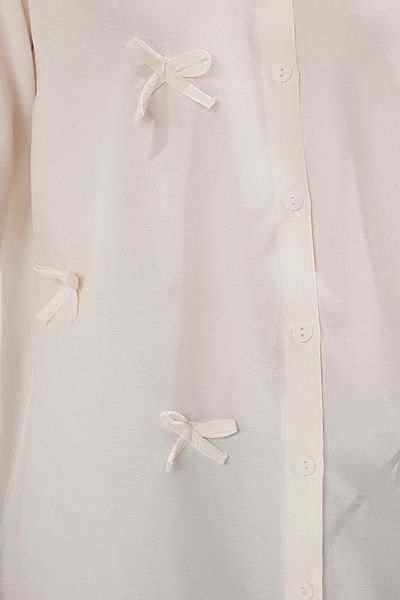 Trendyol Modest Detailní tkaná košile Ecru Bow TCTSS25TG00002