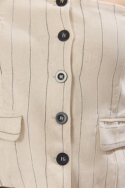 Trendyol Collection Beige Fitted Linen Look Single Sleeve Fitted Vest Twoss25Ye00091