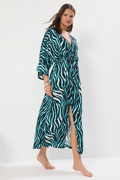 Trendyol Collection Zebra Print Maxi Woven Beach Dress Tbess25El00083