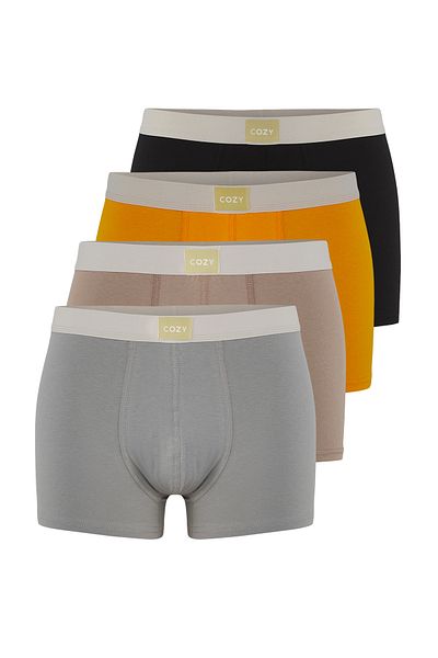 Trendyol Collection Mehrfarbiges 4er-Pack Basic Writing Luxury Gather Soft Perfumed Boxer