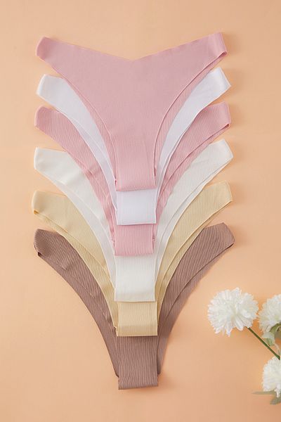 Trendyol Collection Rosa-Mehrfarbig 6er-Pack brasilianische Micro-Strickhöschen THMAW25KU00037