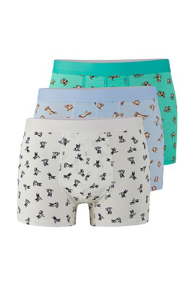 Trendyol Collection Multicolored 3 Pack Animal Print Stretchy Cotton Boxers