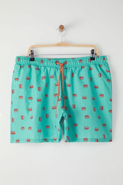 Trendyol Collection Plus-Size-Badeshorts mit Mint-Krabben-Print – TMNSS24KD00006
