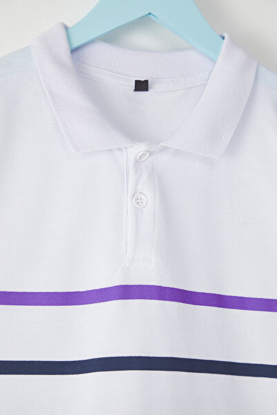 TRENDYOLKIDS Ecru Boy's Color Block Knitted T-Shirt Tkdss25Ts00079