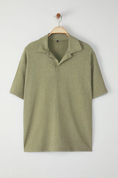 Trendyol Collection Übergroßes Polo – Mintfarbenes T-Shirt mit übergroßem Polokragen TMNSS25PO00045