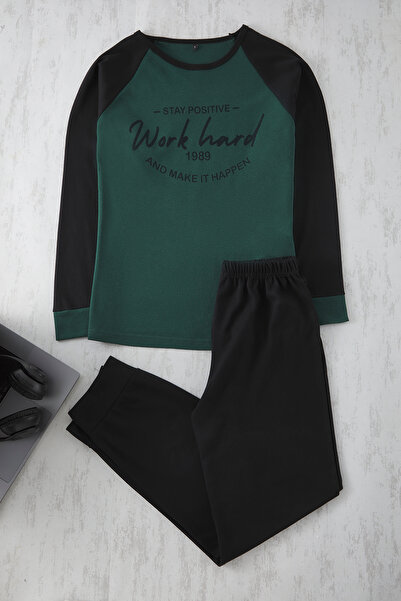 Trendyol Collection Green Printed Men's Knitted Pajamas Set - Tedaw25Pt00002