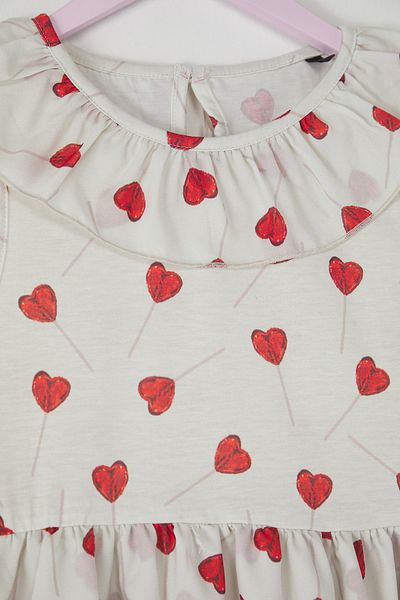 TRENDYOLKIDS Εκρού Μίντι Πλεκτό Φόρεμα Καρδιά TKDSS25EL00066