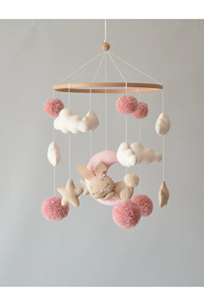 EFSBABY (MÜZİKSİZ) Tavşan Kız Bebek Beşiği Dönencesi Beşik Süsü