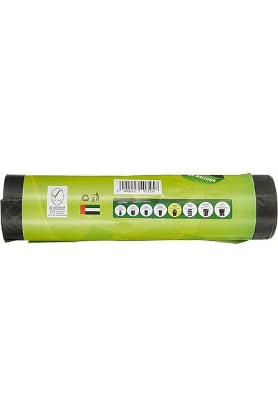Eco Care Black Garbage Bag Roll - 15 Count, 55 Gallons, 80X110 Cm