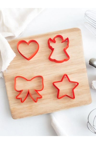 stonehill Practical Cookie Cutter Set of 4 - Heart, Angel, Star, Ribbon Shapes